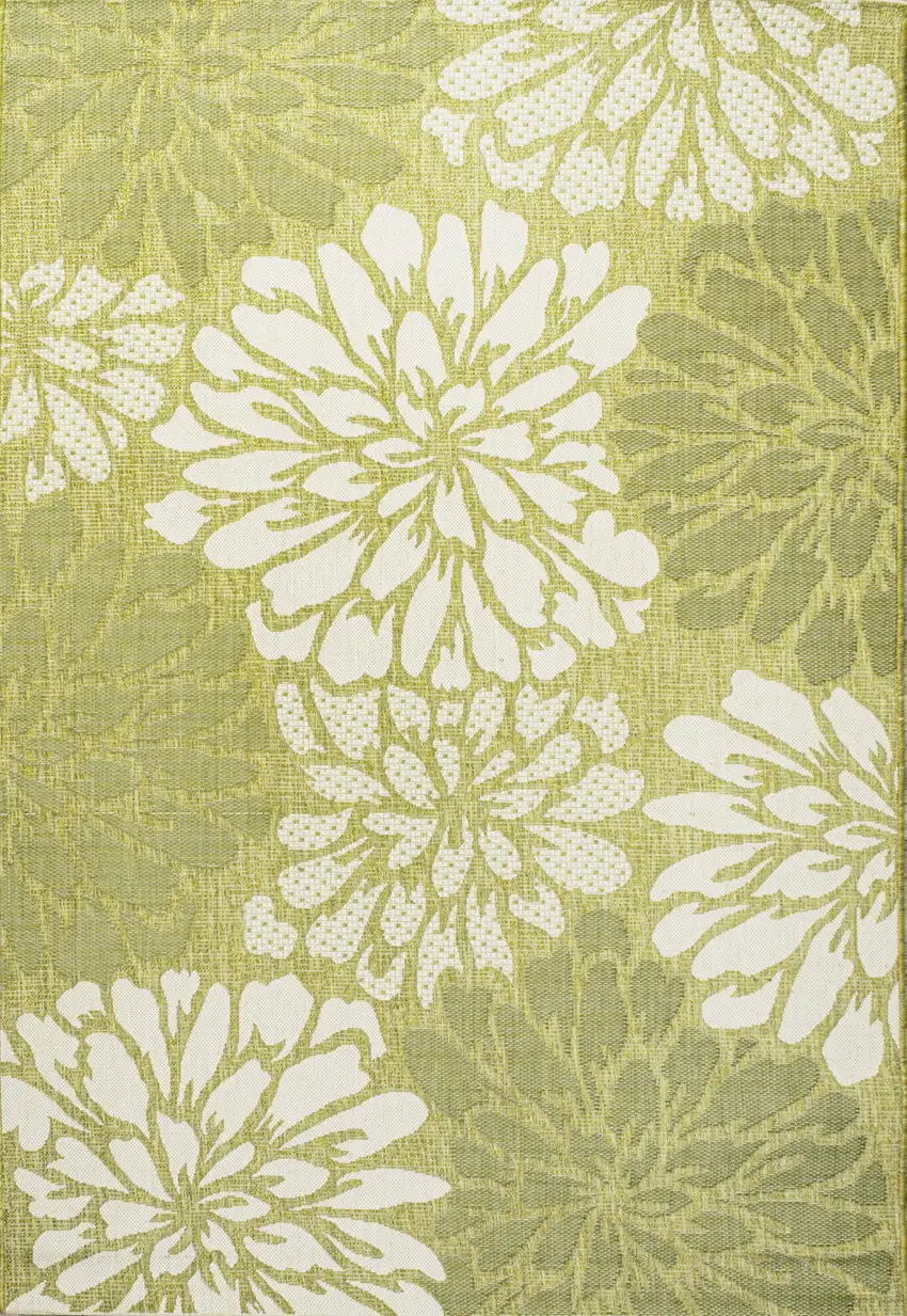 Green And Cream Floral Indoor Outdoor Area Rug Photo 1