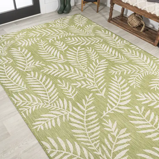Green And Cream Floral Indoor Outdoor Area Rug Photo 7