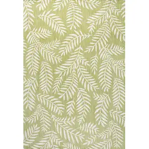 Photo of Green And Cream Floral Indoor Outdoor Area Rug