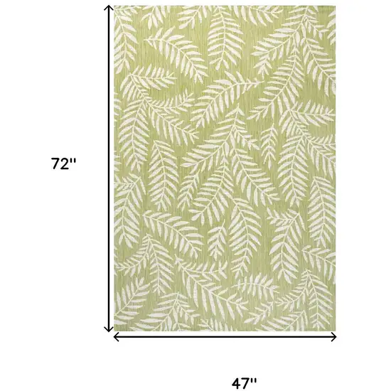 Green And Cream Floral Indoor Outdoor Area Rug Photo 5