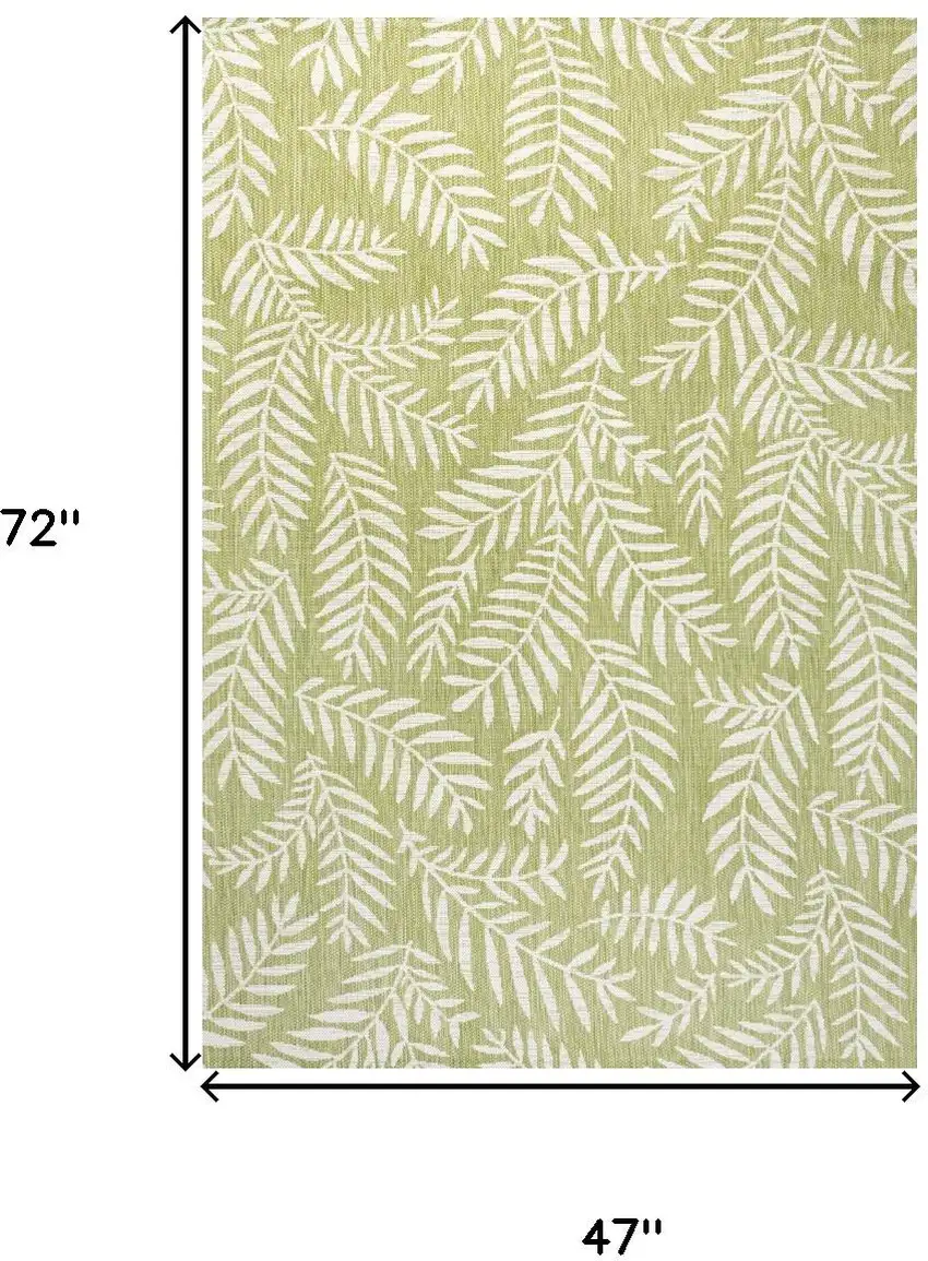 Green And Cream Floral Indoor Outdoor Area Rug Photo 5