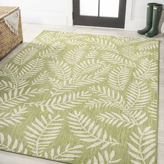 Green And Cream Floral Indoor Outdoor Area Rug Photo 5