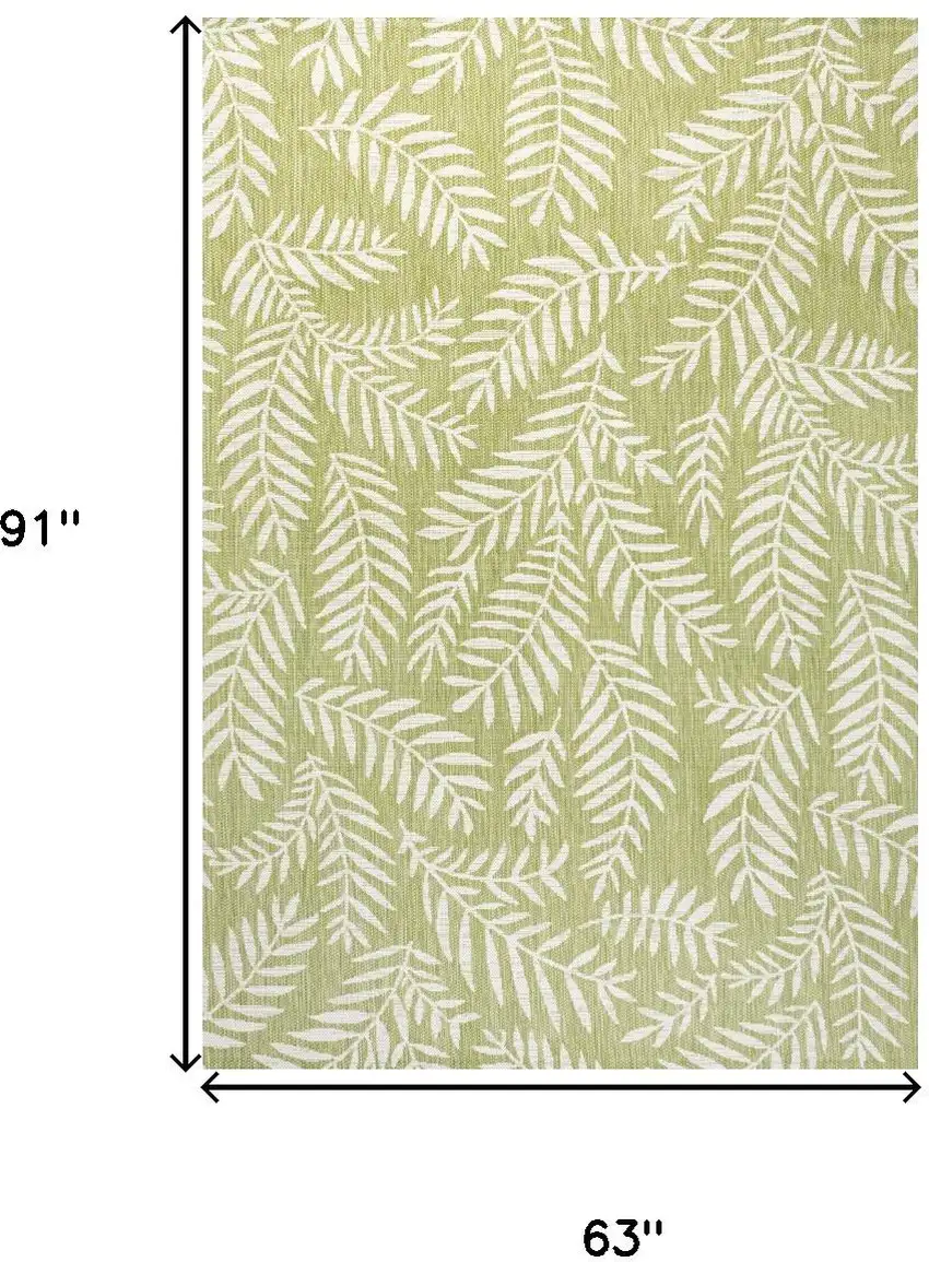 Green And Cream Floral Indoor Outdoor Area Rug Photo 5
