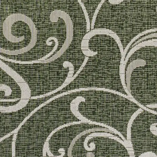Green And Cream Floral Indoor Outdoor Area Rug Photo 2