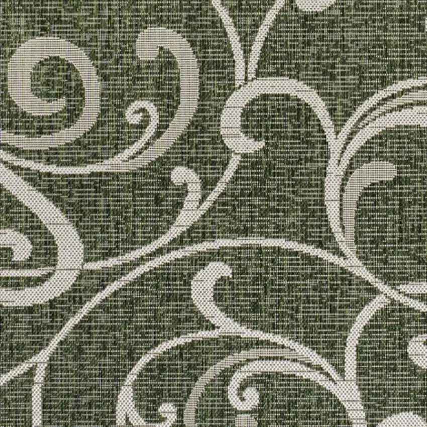 Green And Cream Floral Indoor Outdoor Area Rug Photo 2