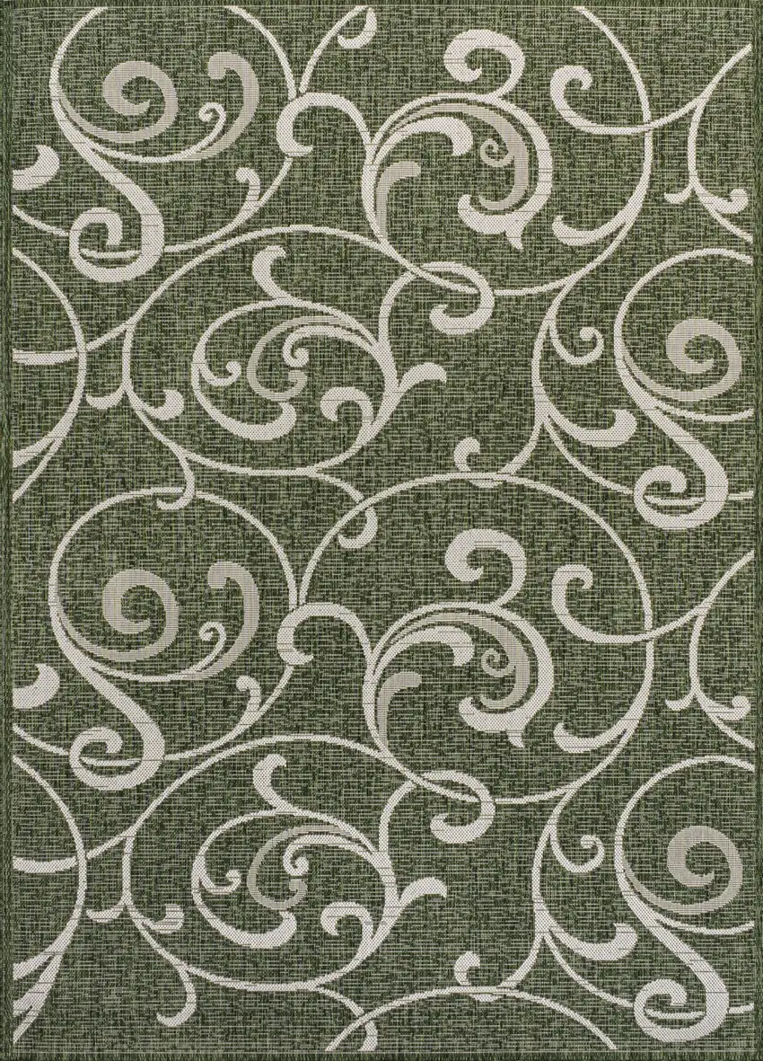 Green And Cream Floral Indoor Outdoor Area Rug Photo 1