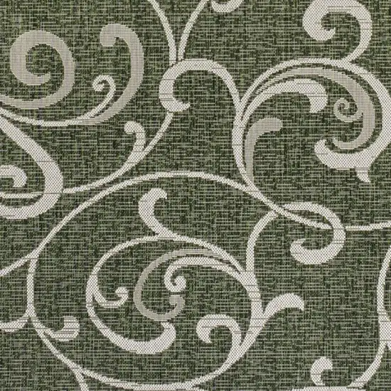 Green And Cream Floral Indoor Outdoor Area Rug Photo 2