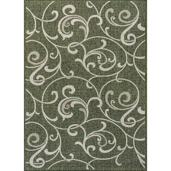 Green And Cream Floral Indoor Outdoor Area Rug Photo 3