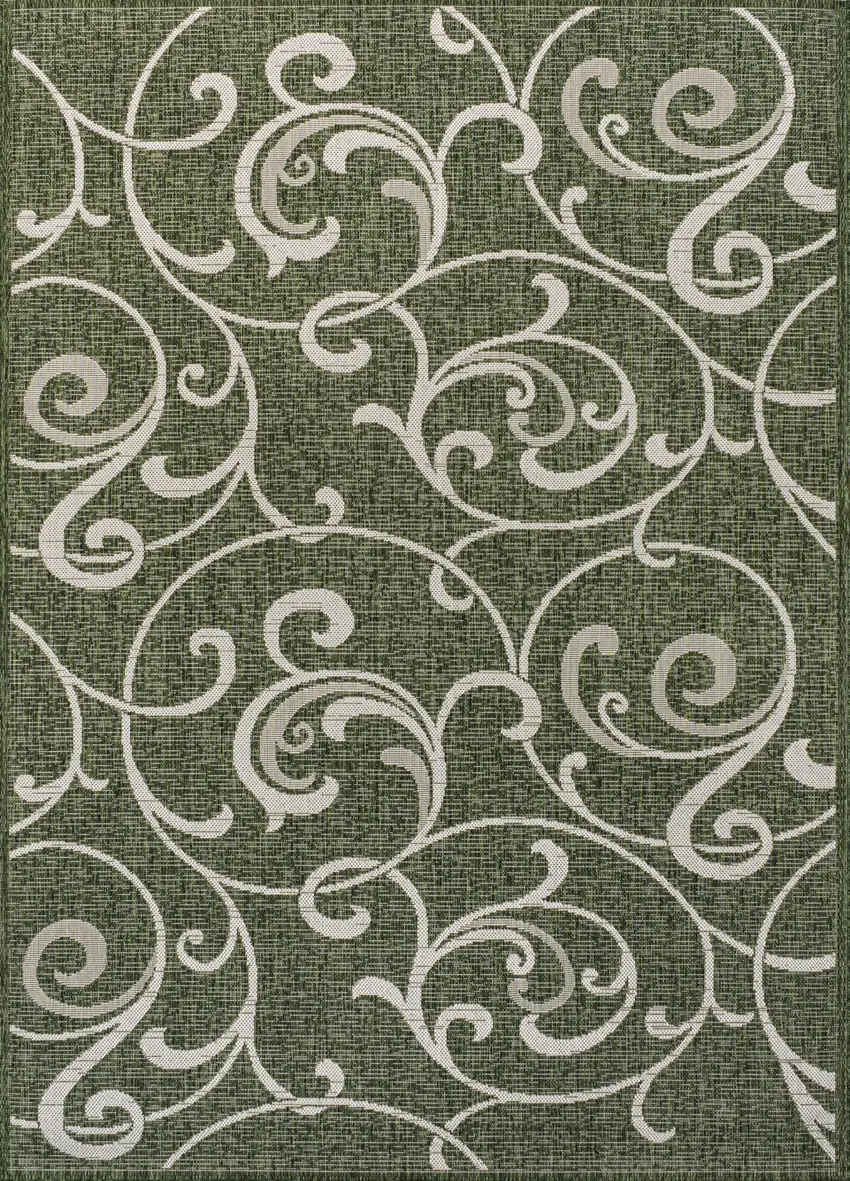Green And Cream Floral Indoor Outdoor Area Rug Photo 3