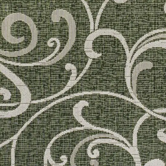 Green And Cream Floral Indoor Outdoor Area Rug Photo 2