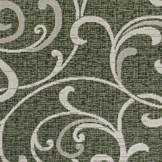 Green And Cream Floral Indoor Outdoor Area Rug Photo 2