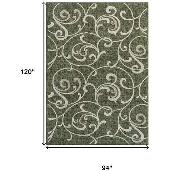 Green And Cream Floral Indoor Outdoor Area Rug Photo 3