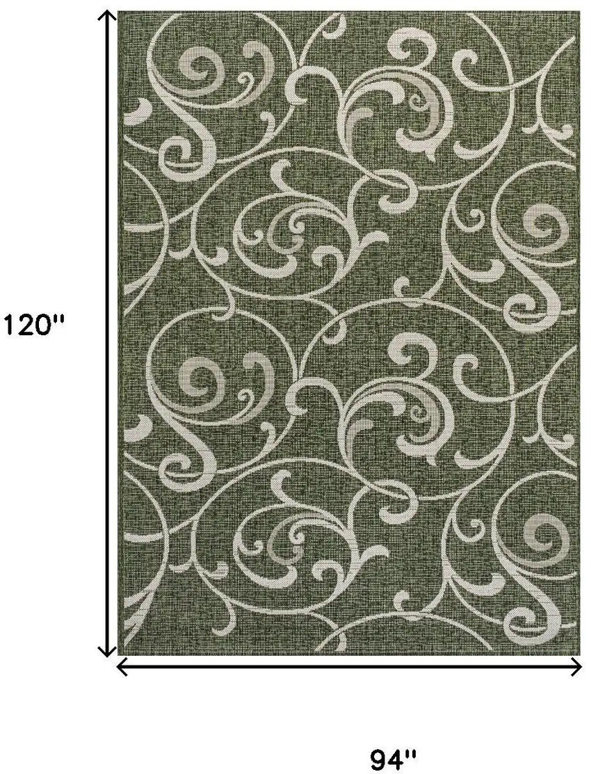 Green And Cream Floral Indoor Outdoor Area Rug Photo 3
