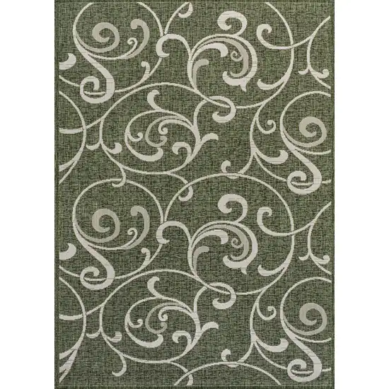 Green And Cream Floral Indoor Outdoor Area Rug Photo 1