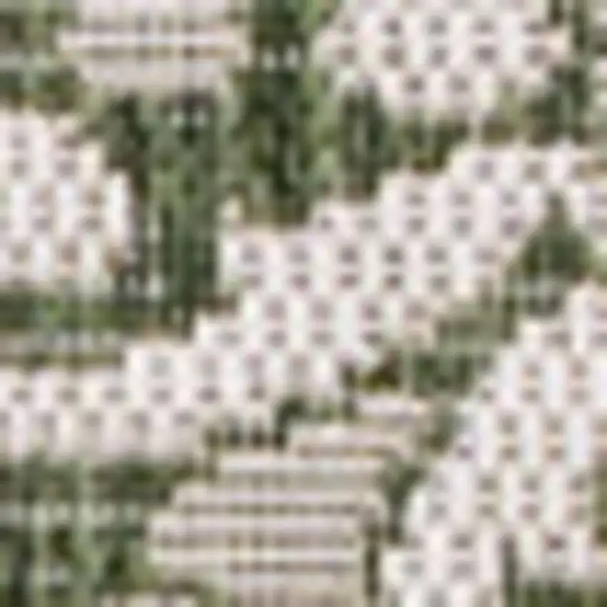 Green And Cream Floral Indoor Outdoor Area Rug Photo 2