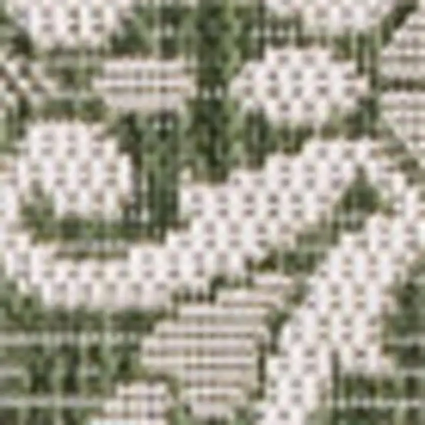 Green And Cream Floral Indoor Outdoor Area Rug Photo 3