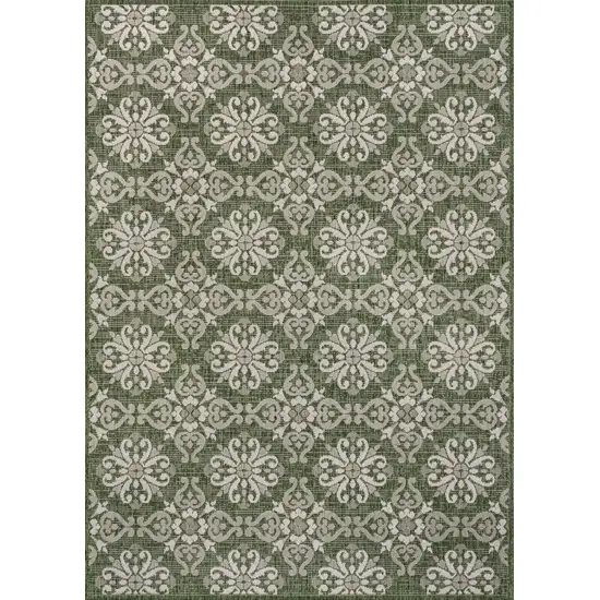 Green And Cream Floral Indoor Outdoor Area Rug Photo 3