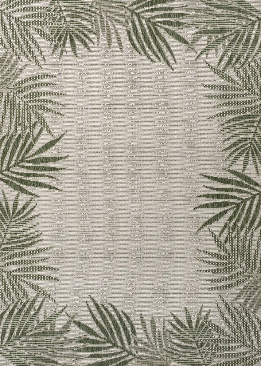 Green And Cream Floral Indoor Outdoor Area Rug Photo 3