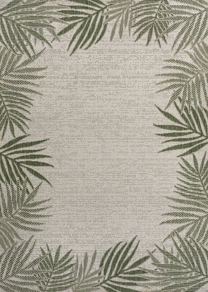 Green And Cream Floral Indoor Outdoor Area Rug Photo 1
