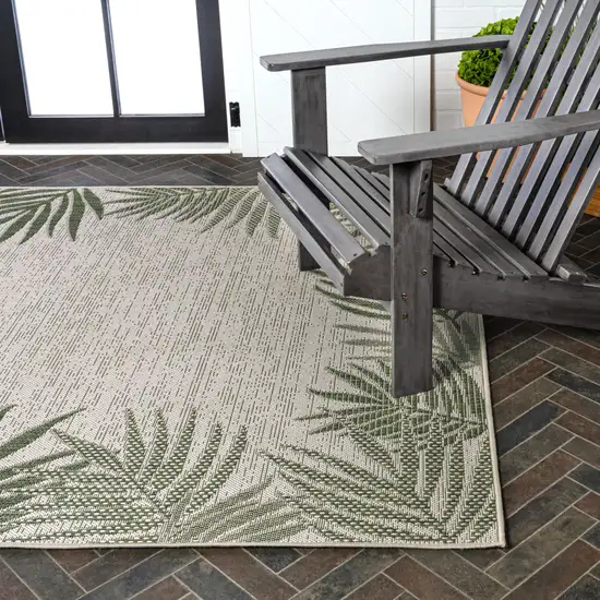 Green And Cream Floral Indoor Outdoor Area Rug Photo 9