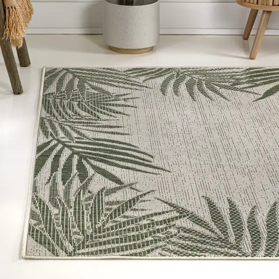 Green And Cream Floral Indoor Outdoor Area Rug Photo 6