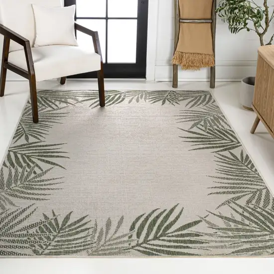 Green And Cream Floral Indoor Outdoor Area Rug Photo 7