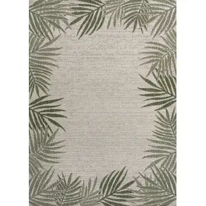 Photo of Green And Cream Floral Indoor Outdoor Area Rug