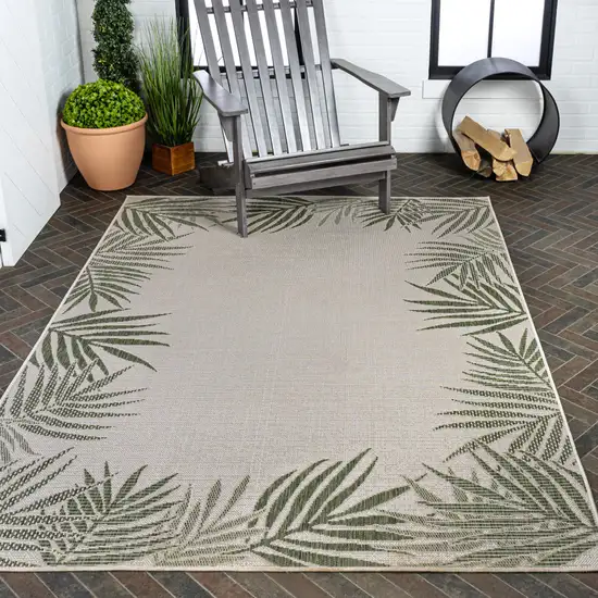Green And Cream Floral Indoor Outdoor Area Rug Photo 9