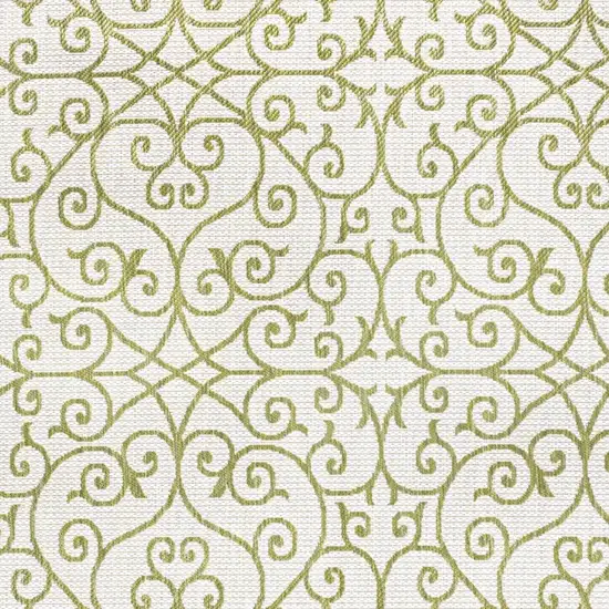 Green And Cream Geometric Indoor Outdoor Area Rug Photo 2