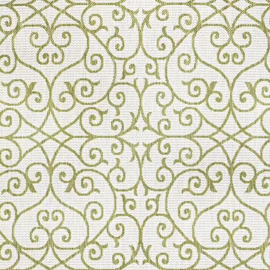 Green And Cream Geometric Indoor Outdoor Area Rug Photo 2