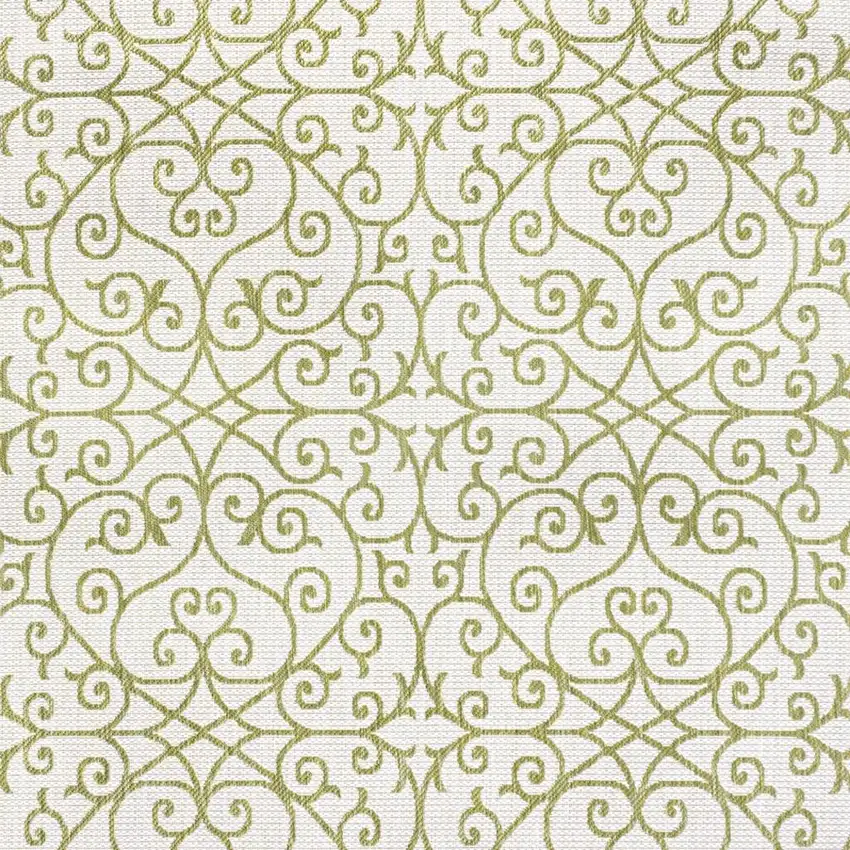 Green And Cream Geometric Indoor Outdoor Area Rug Photo 3