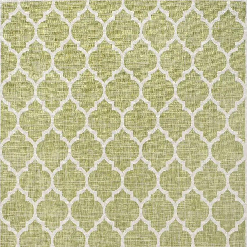 Green And Cream Geometric Indoor Outdoor Area Rug Photo 3