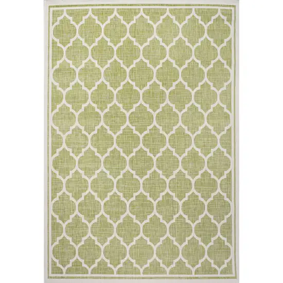 Green And Cream Geometric Indoor Outdoor Area Rug Photo 1