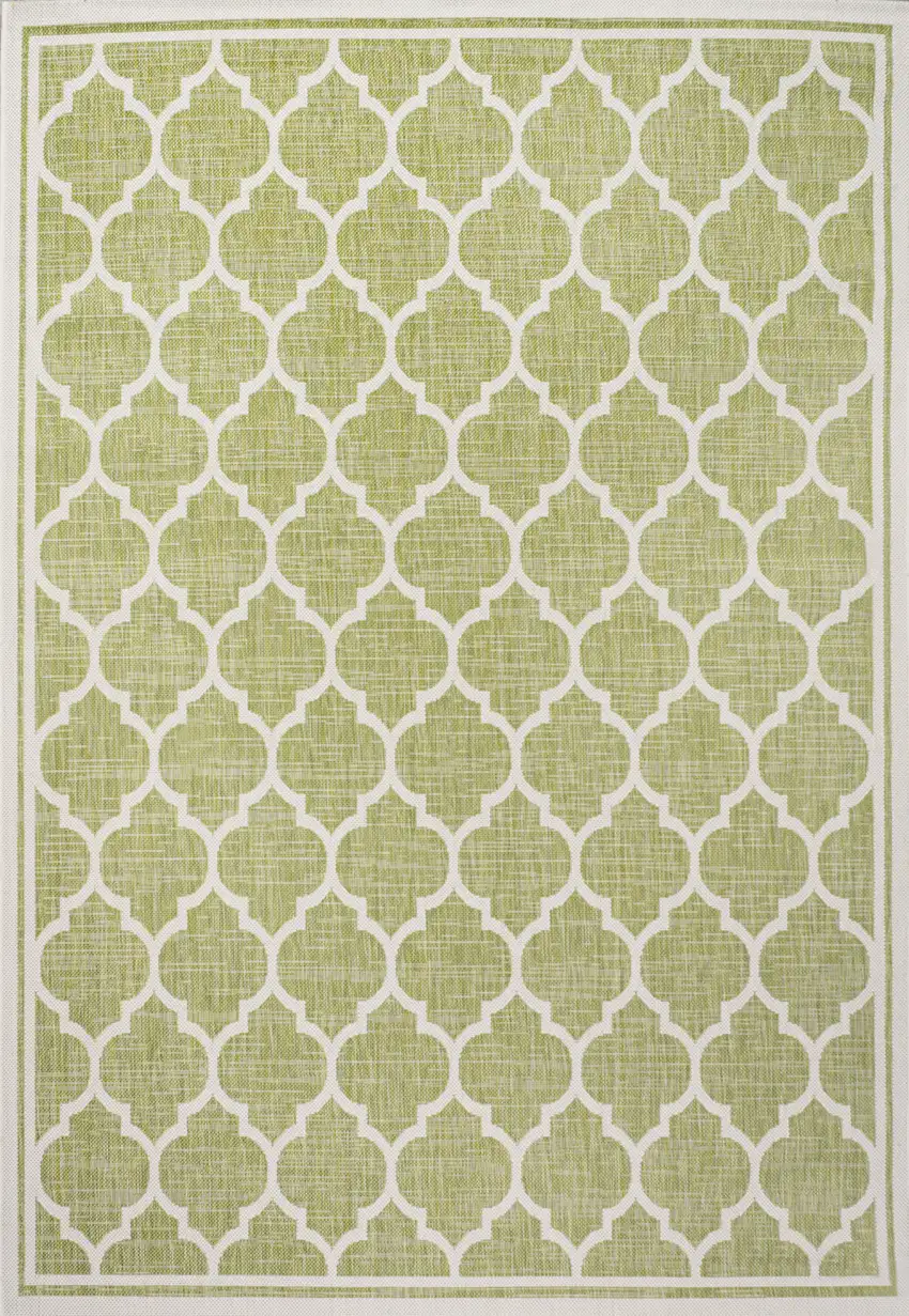Green And Cream Geometric Indoor Outdoor Area Rug Photo 1