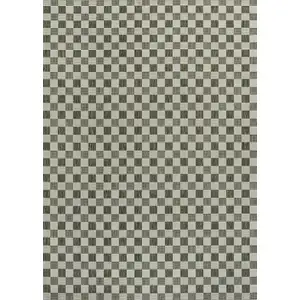 Photo of Green And Cream Geometric Indoor Outdoor Area Rug