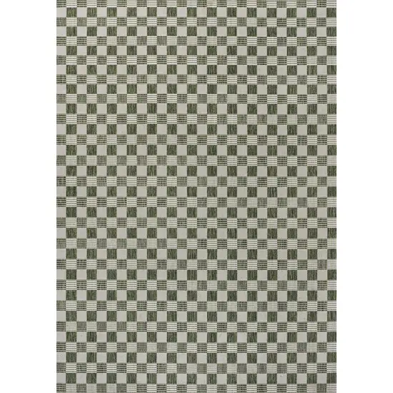 Green And Cream Geometric Indoor Outdoor Area Rug Photo 3