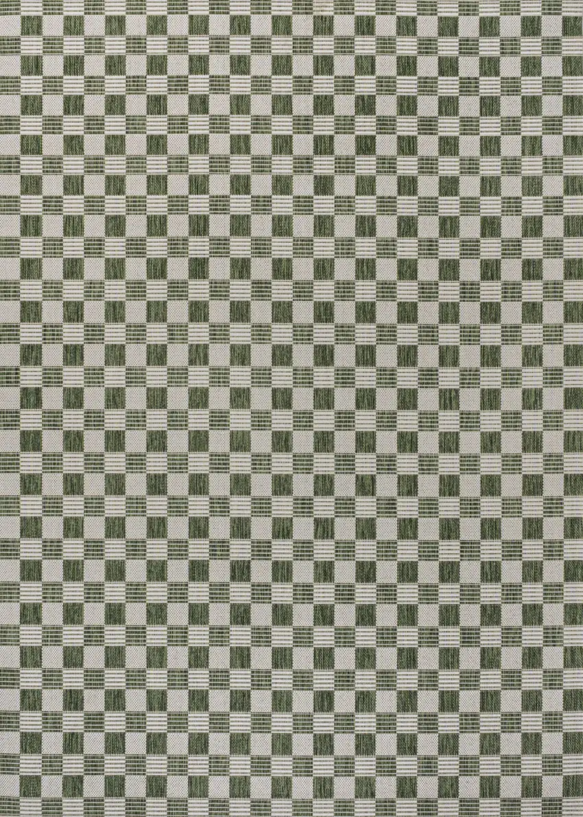 Green And Cream Geometric Indoor Outdoor Area Rug Photo 3