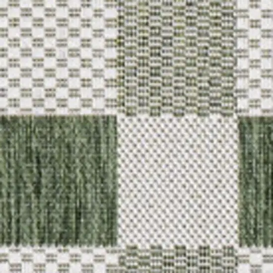 Green And Cream Geometric Indoor Outdoor Area Rug Photo 2