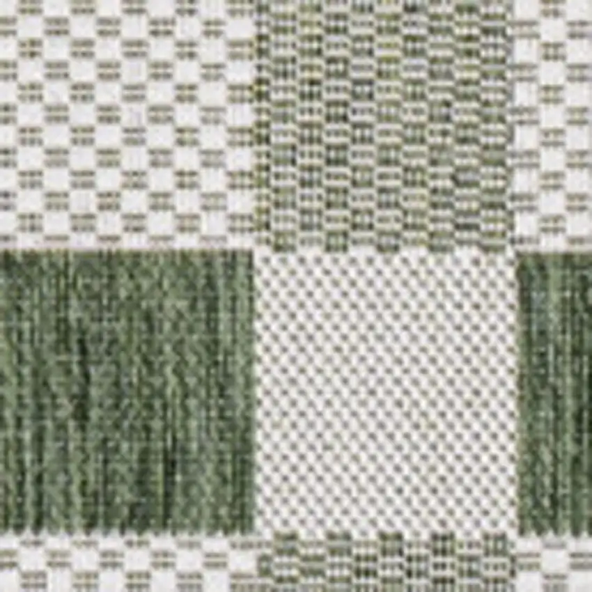 Green And Cream Geometric Indoor Outdoor Area Rug Photo 2