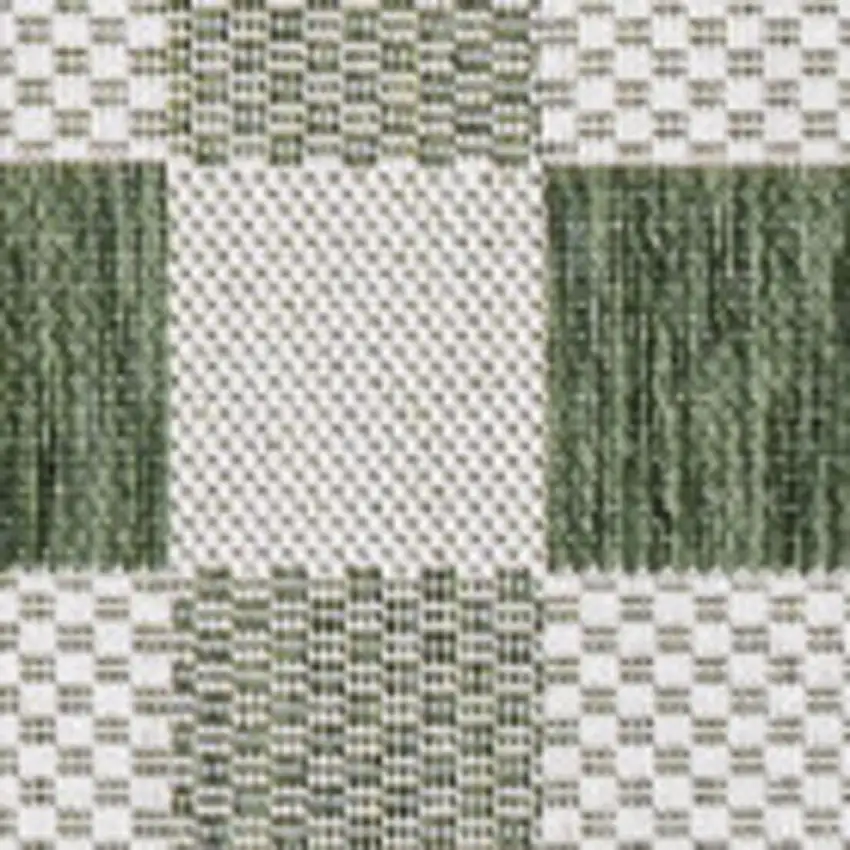 Green And Cream Geometric Indoor Outdoor Area Rug Photo 2