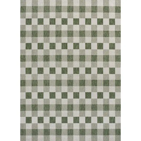Green And Cream Geometric Indoor Outdoor Area Rug Photo 1