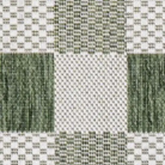 Green And Cream Geometric Indoor Outdoor Area Rug Photo 2