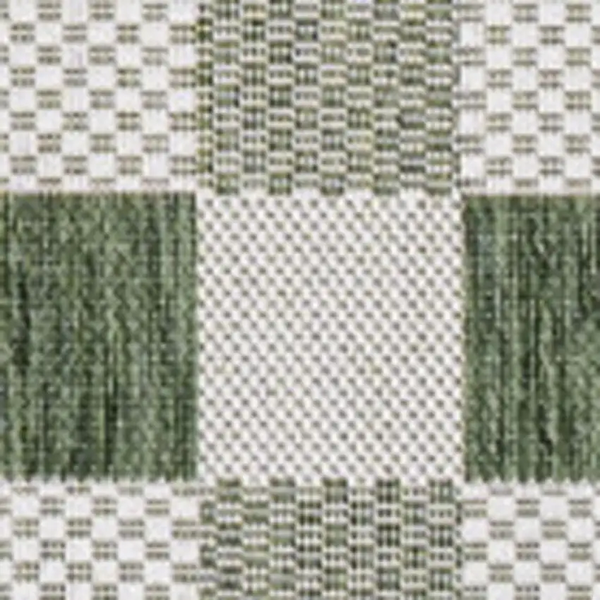 Green And Cream Geometric Indoor Outdoor Area Rug Photo 2