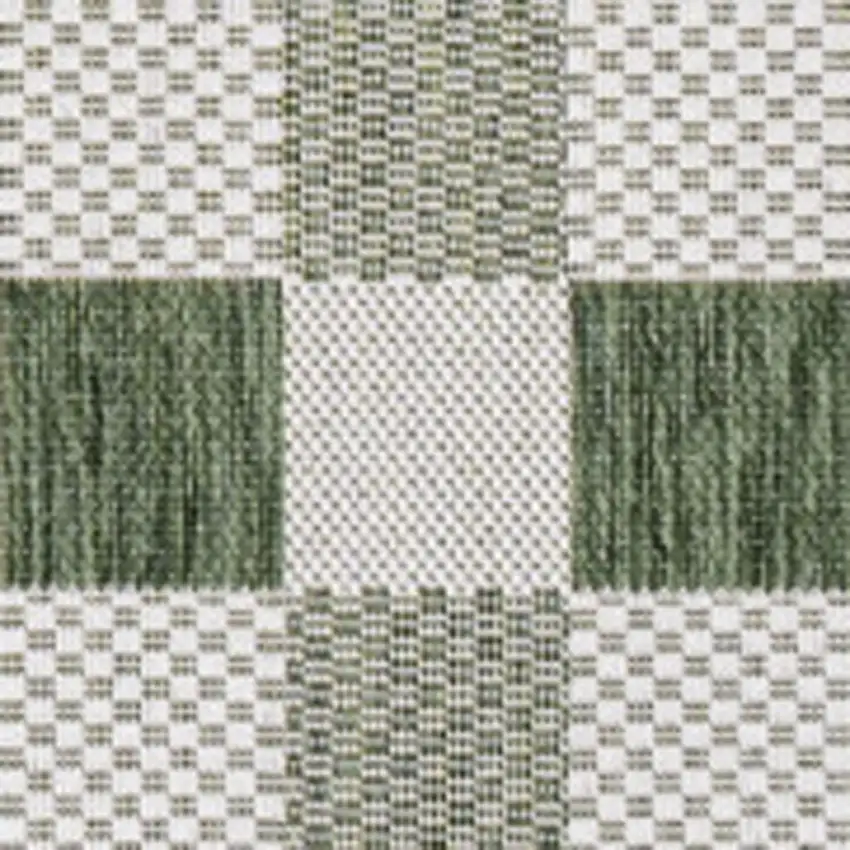 Green And Cream Geometric Indoor Outdoor Area Rug Photo 3