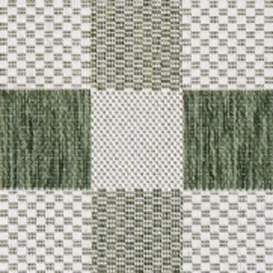 Green And Cream Geometric Indoor Outdoor Area Rug Photo 3