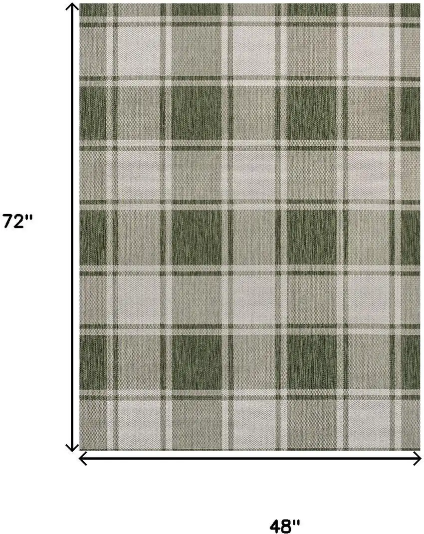 Green And Cream Gingham Indoor Outdoor Area Rug Photo 3