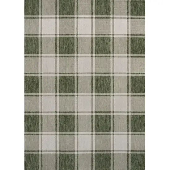 Green And Cream Gingham Indoor Outdoor Area Rug Photo 1