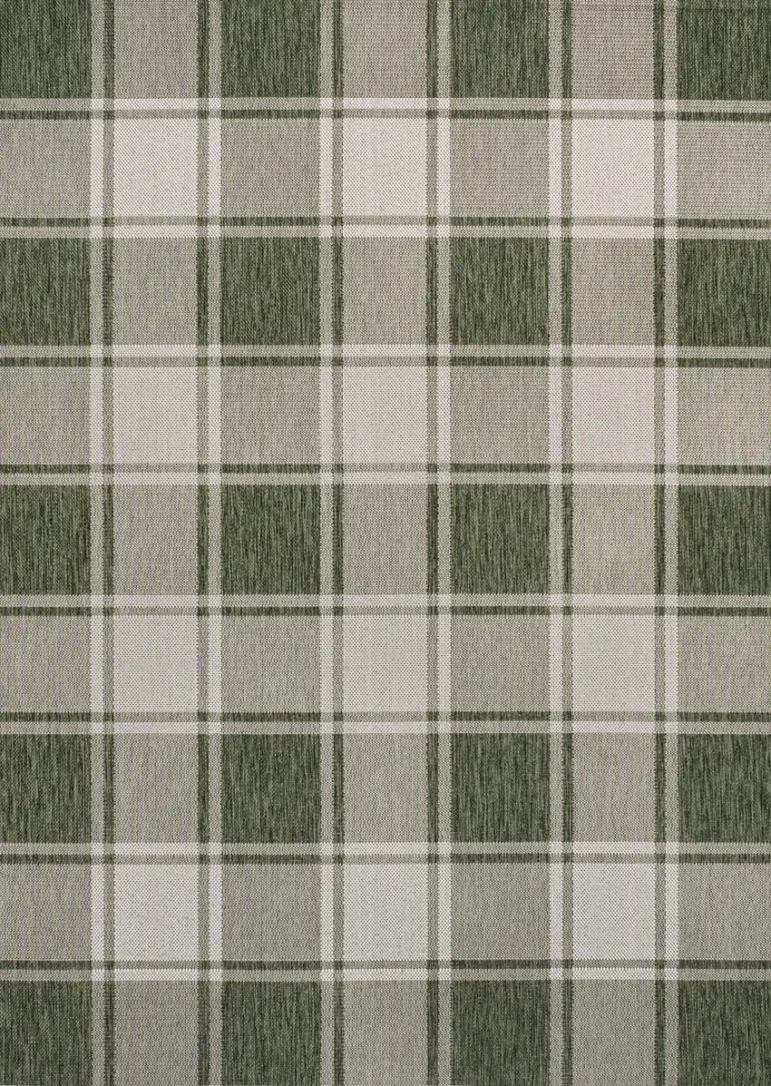 Green And Cream Gingham Indoor Outdoor Area Rug Photo 1