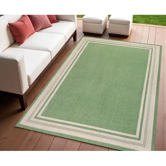 Green And Cream Indoor Outdoor Area Rug Photo 1