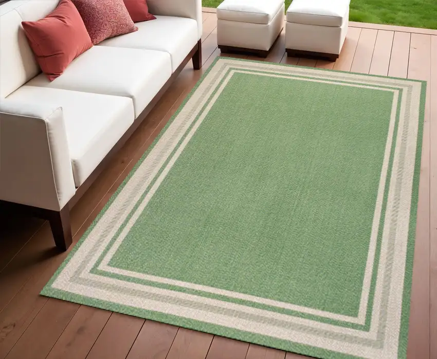 Green And Cream Indoor Outdoor Area Rug Photo 1